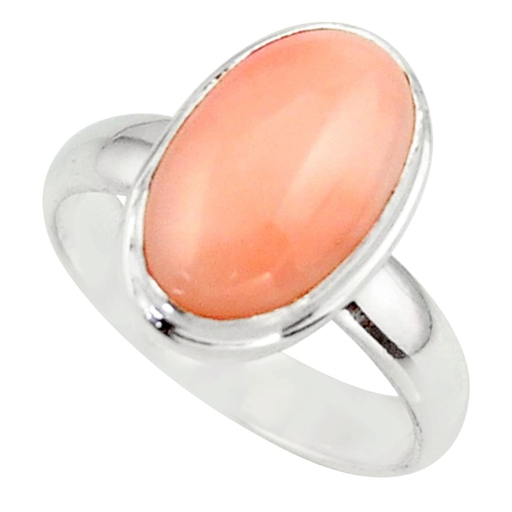 3.82cts pink coral 925 sterling silver ring jewelry size 6 r42613