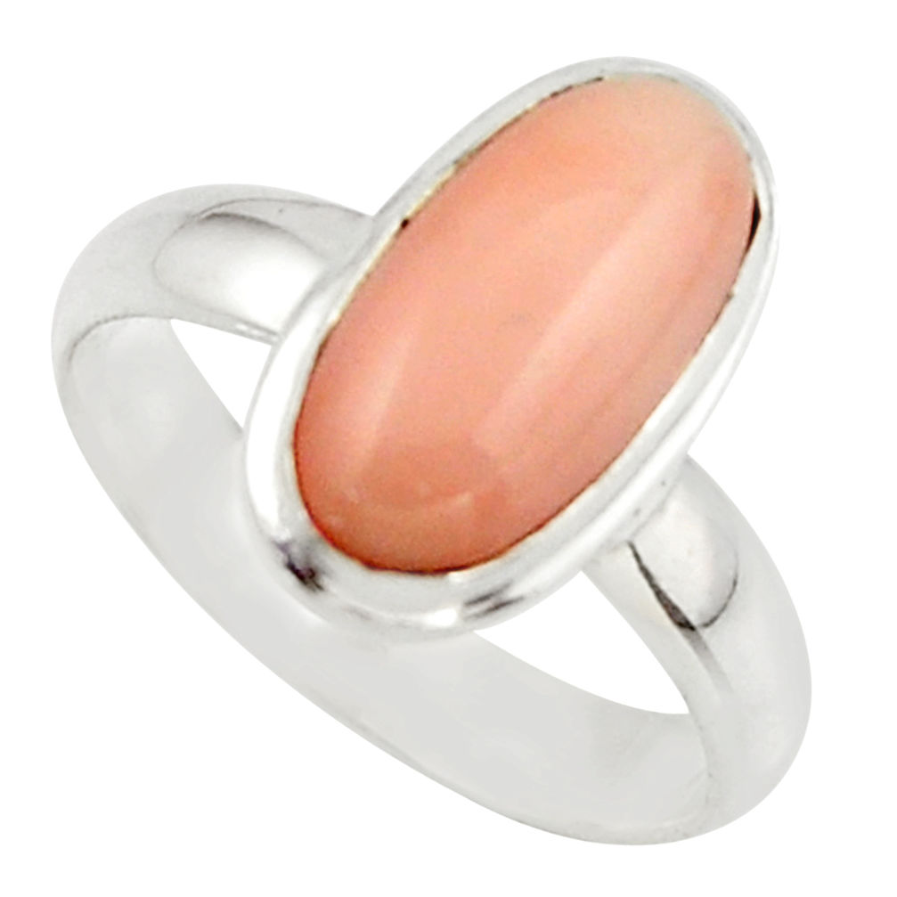 3.82cts pink coral 925 sterling silver ring jewelry size 6 r42618