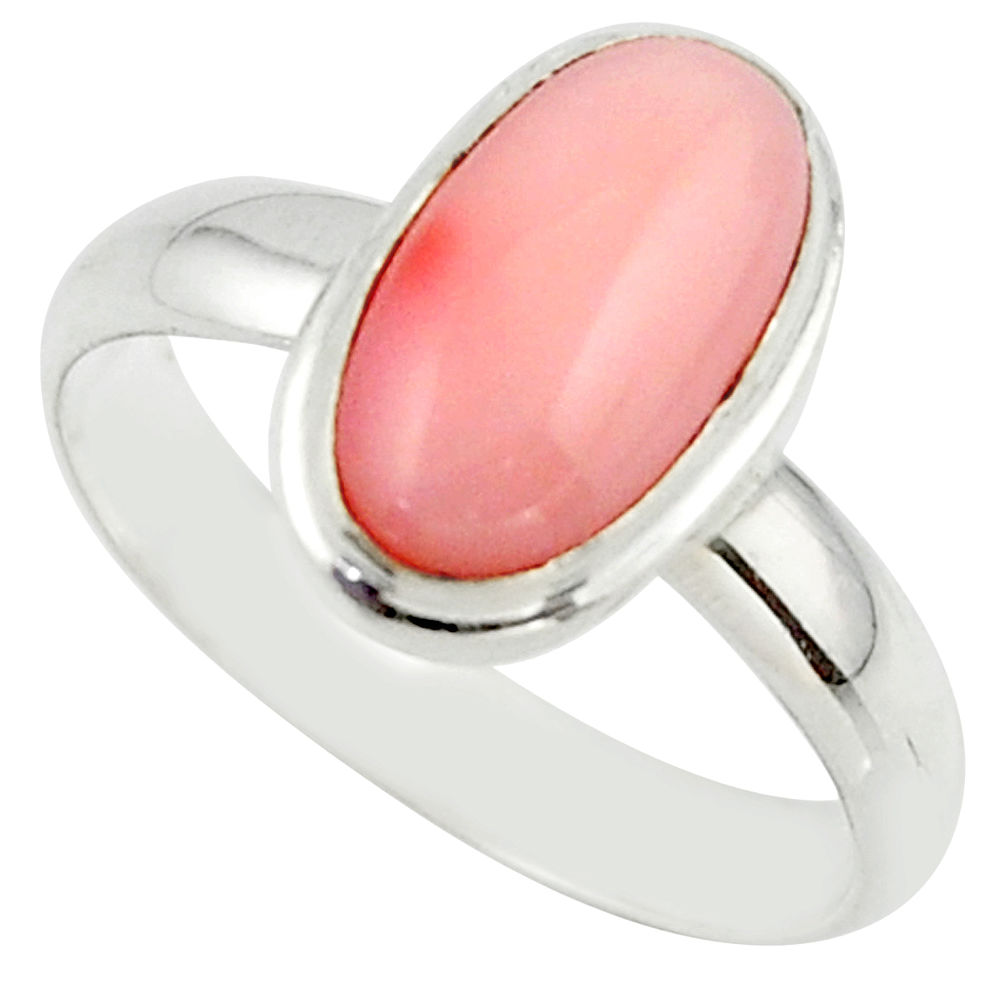 3.86cts pink coral 925 sterling silver ring jewelry size 8 r42617