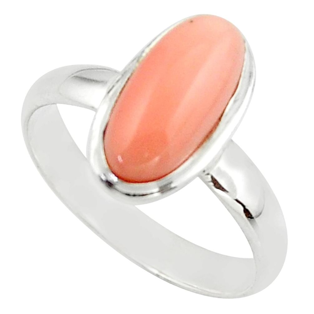 3.83cts pink coral 925 sterling silver ring jewelry size 9 r42612