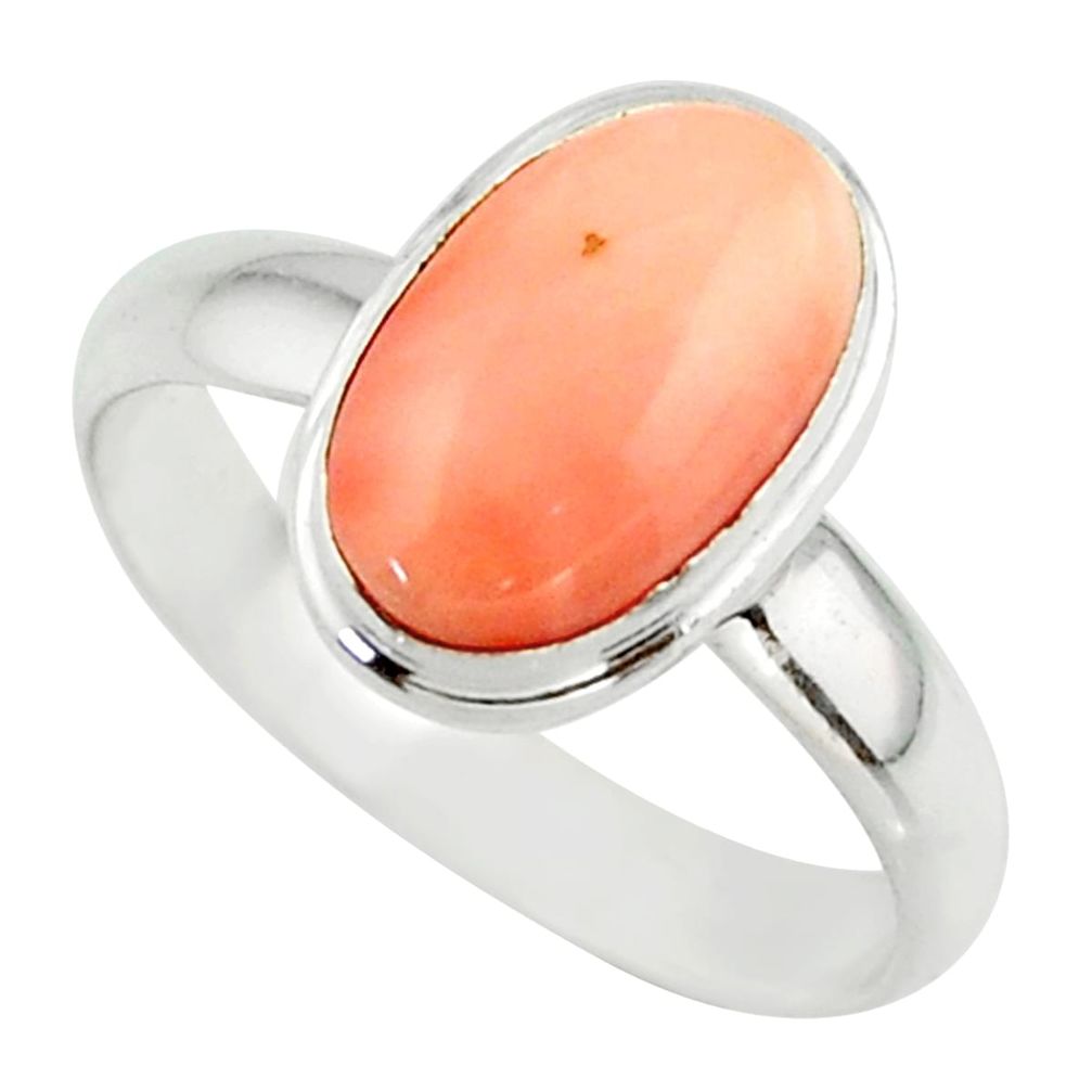 3.81cts pink coral 925 sterling silver ring jewelry size 9 r42616