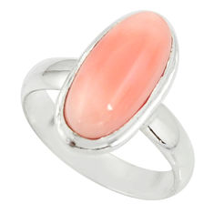 4.28cts pink coral 925 sterling silver solitaire ring jewelry size 6 r39353