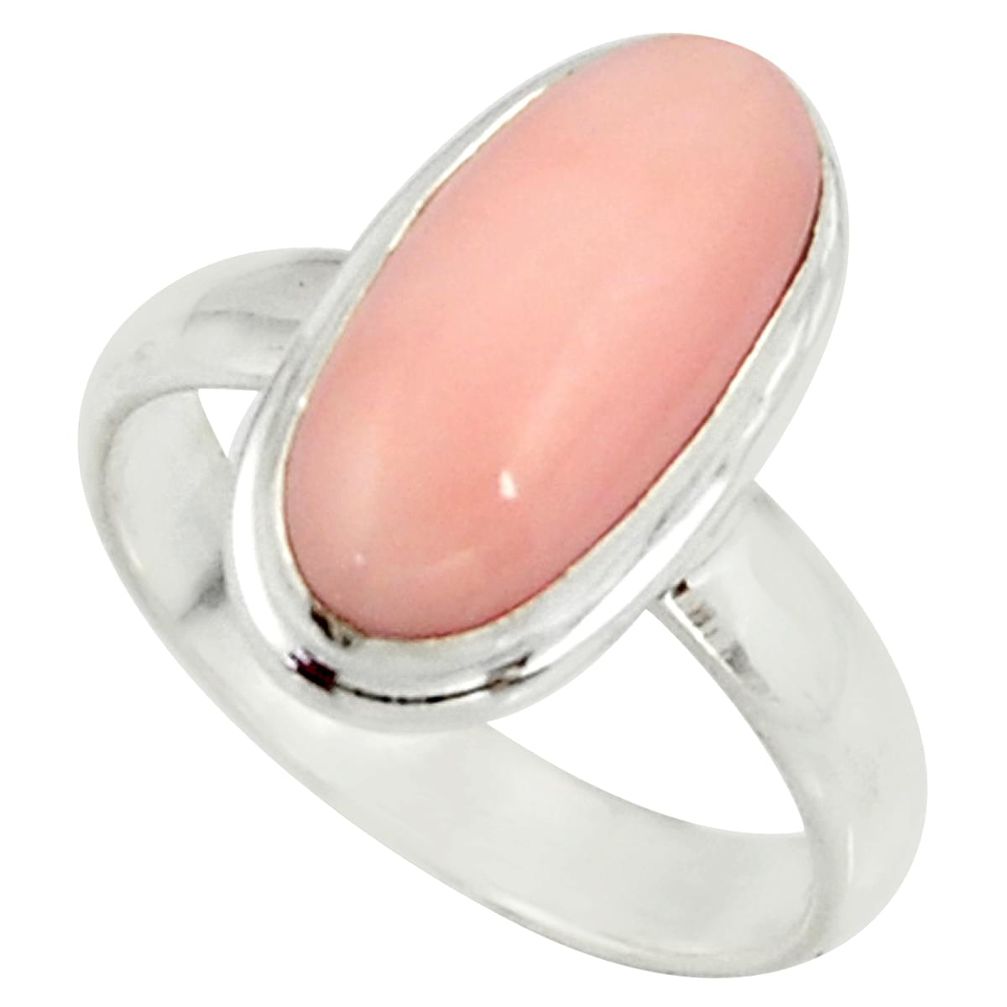 4.28cts pink coral 925 sterling silver solitaire ring jewelry size 6 r39354