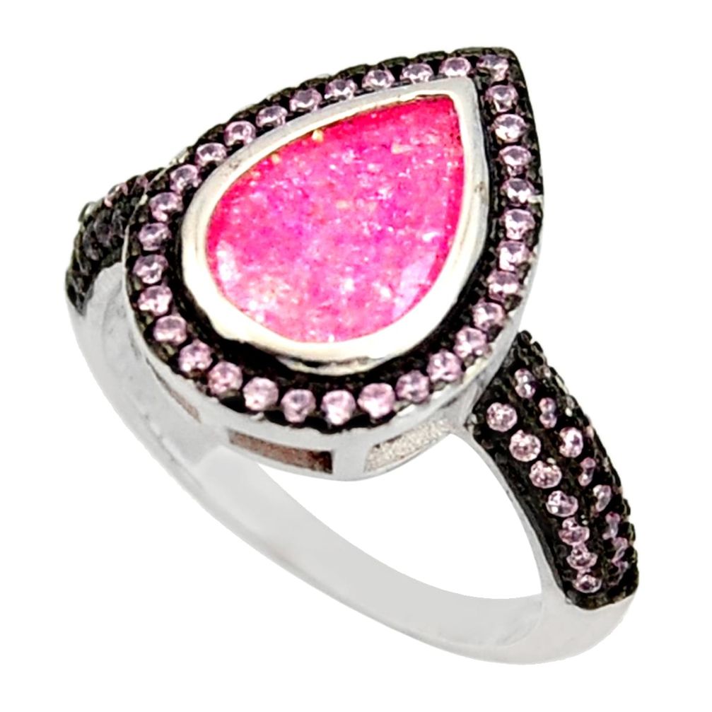 5.63cts pink crack crystal topaz 925 sterling silver ring jewelry size 7 c10305