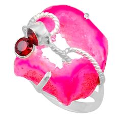 14.12cts pink druzy garnet 925 sterling silver ring jewelry size 7.5 t92213