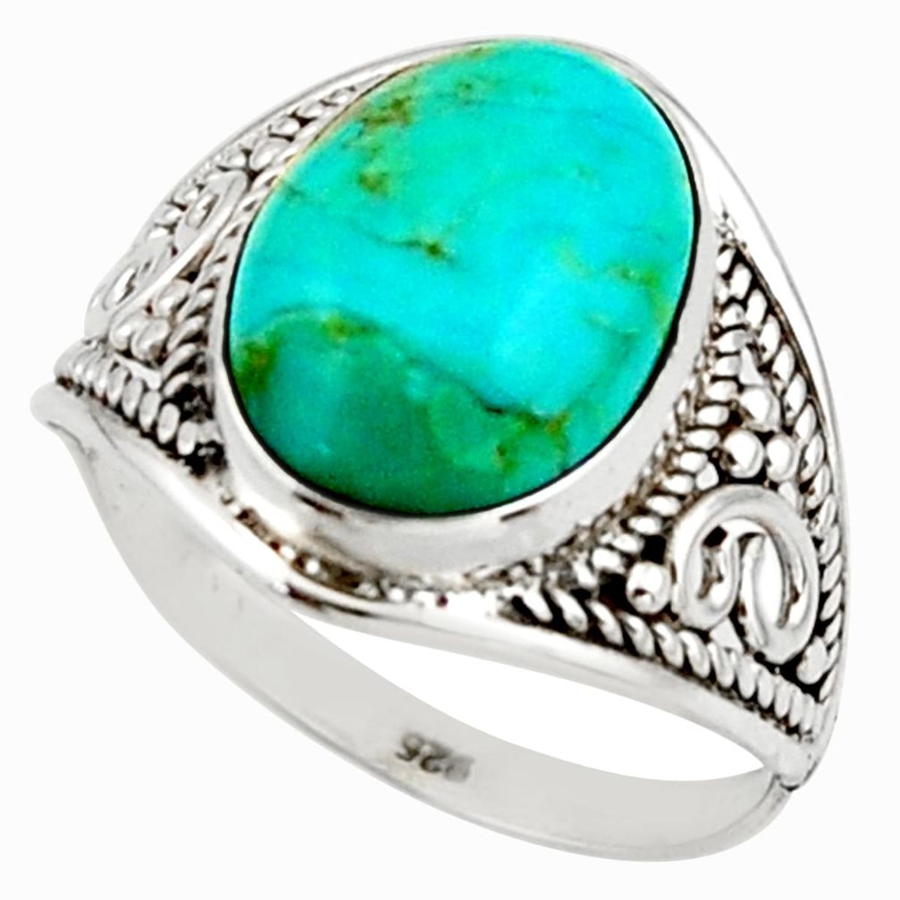 5.90cts pink green arizona mohave turquoise 925 silver ring size 9 r42830
