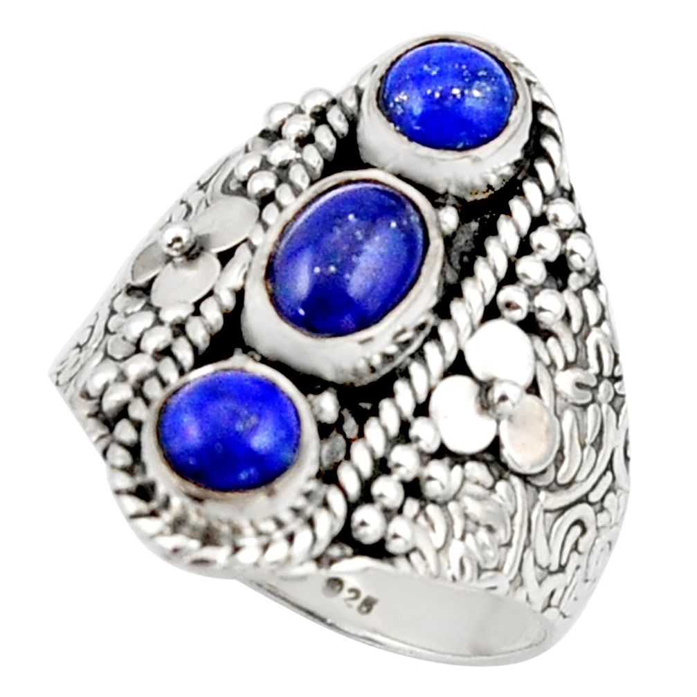 3.39cts pink natural blue lapis lazuli 925 sterling silver ring size 8.5 r42827