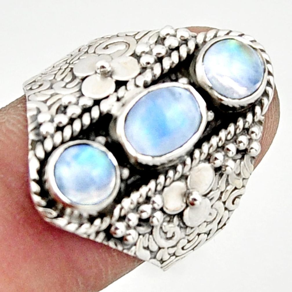 3.05cts pink natural rainbow moonstone 925 sterling silver ring size 7 r42840