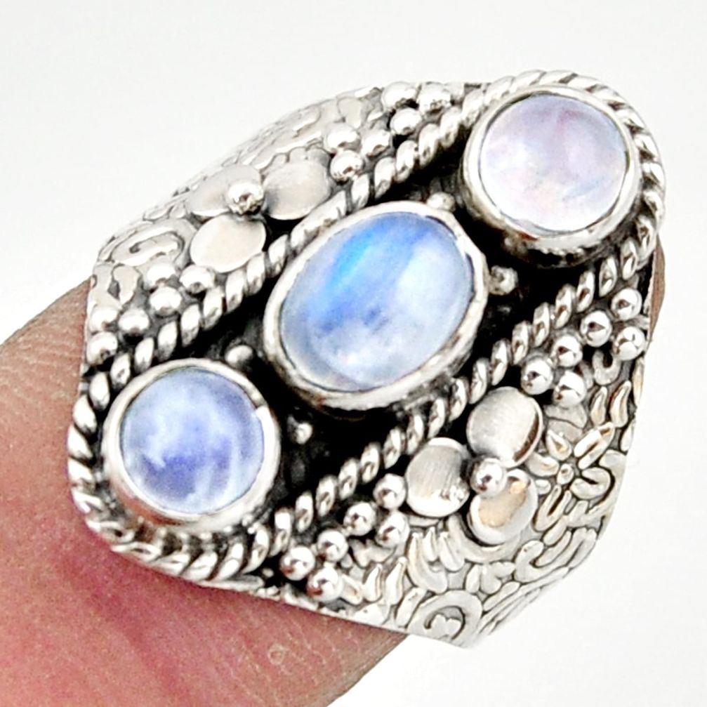 3.34cts pink natural rainbow moonstone 925 sterling silver ring size 8 r42839