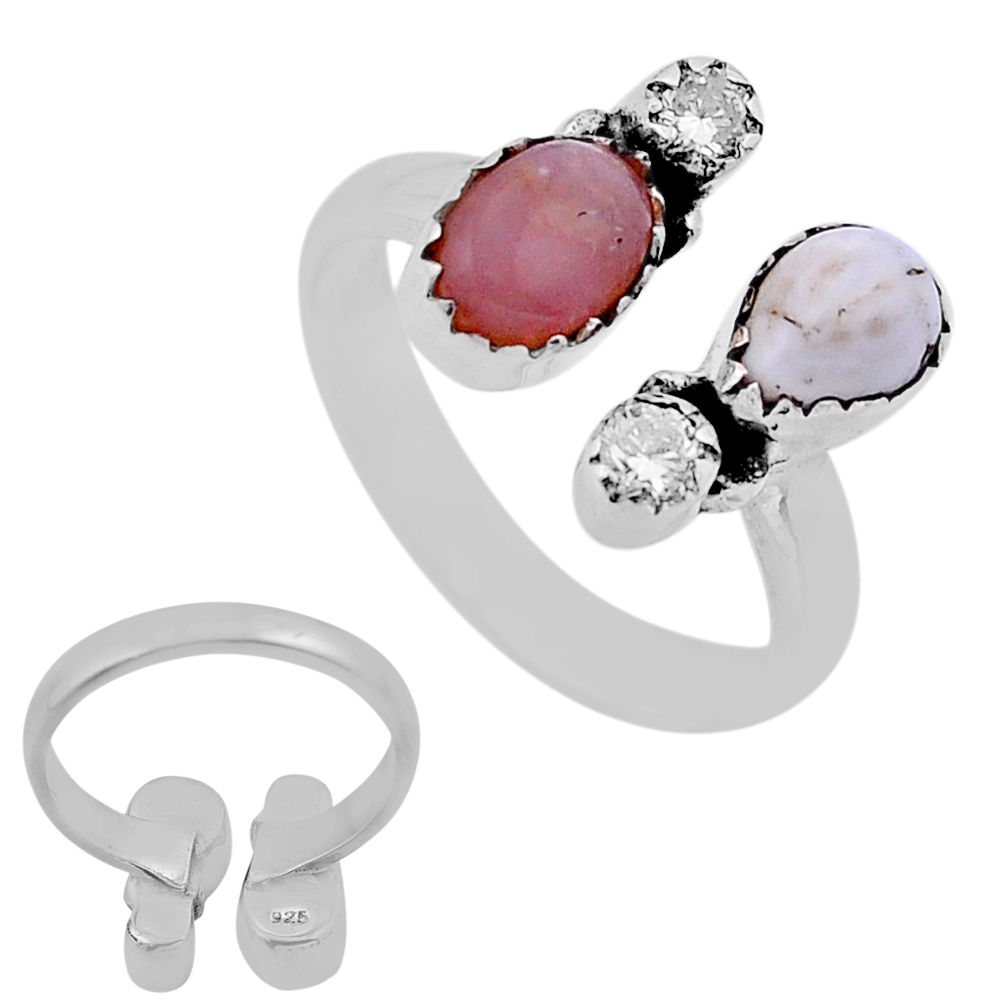 4.12cts pink opal topaz cinnabar spanish silver adjustable ring size 7 n49198