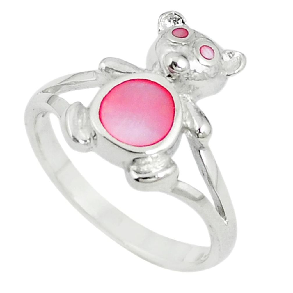 Pink pearl enamel 925 sterling silver ring jewelry size 6 c12973