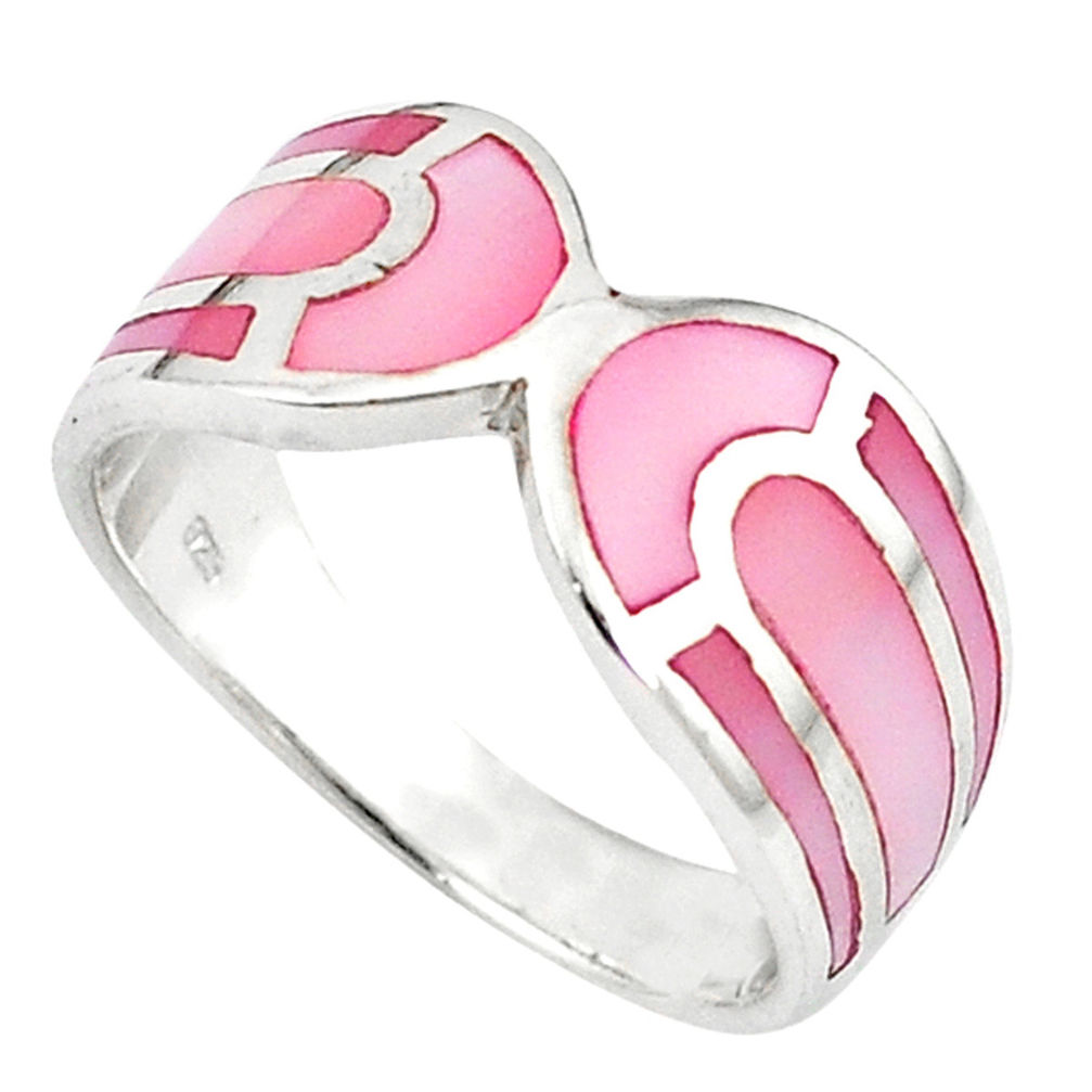 Pink pearl enamel 925 sterling silver ring jewelry size 7 a58962 c13601