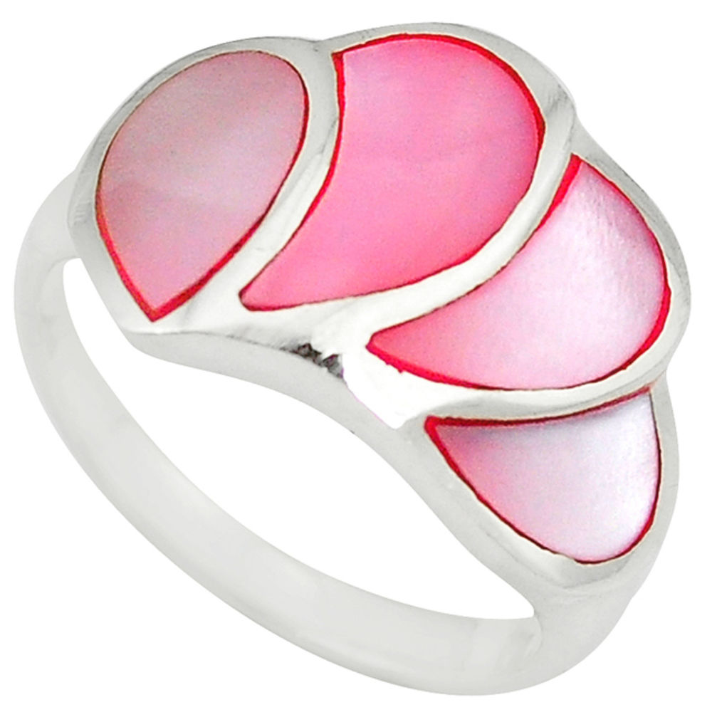 Pink pearl enamel 925 sterling silver ring jewelry size 7 a59508 c13190