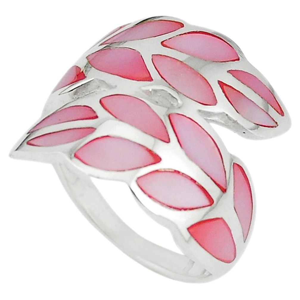 Pink pearl enamel 925 sterling silver ring jewelry size 7 a67593 c13045