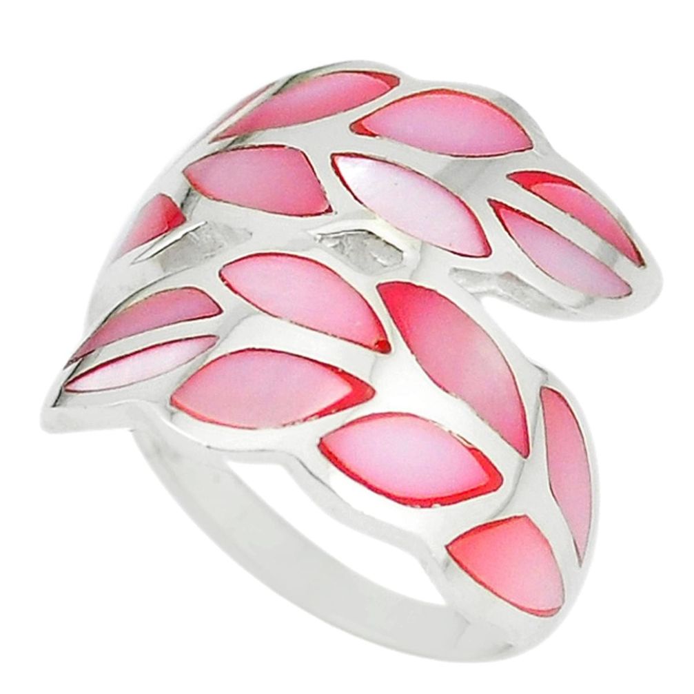 Pink pearl enamel 925 sterling silver ring jewelry size 7 a67601 c13056