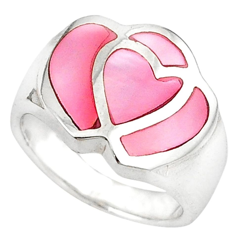 Pink pearl enamel 925 sterling silver ring jewelry size 8 a58972 c13328