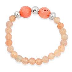 2.81cts pink rose quartz 925 silver adjustable beads ring size 8 u30372