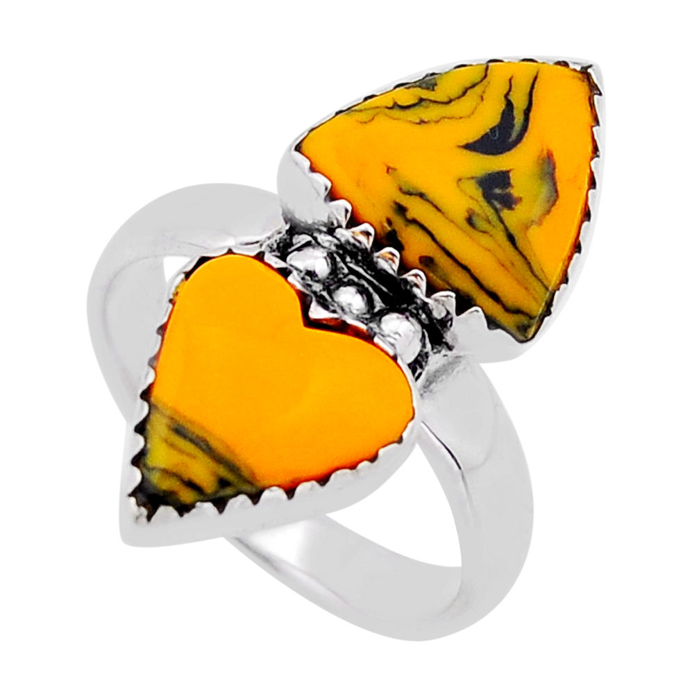 8.60cts pool ball heart shape sterling silver adjustable ring size 7.5 n53413