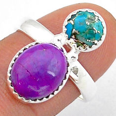5.54cts purple blue copper turquoise 925 sterling silver ring size 8 u84024