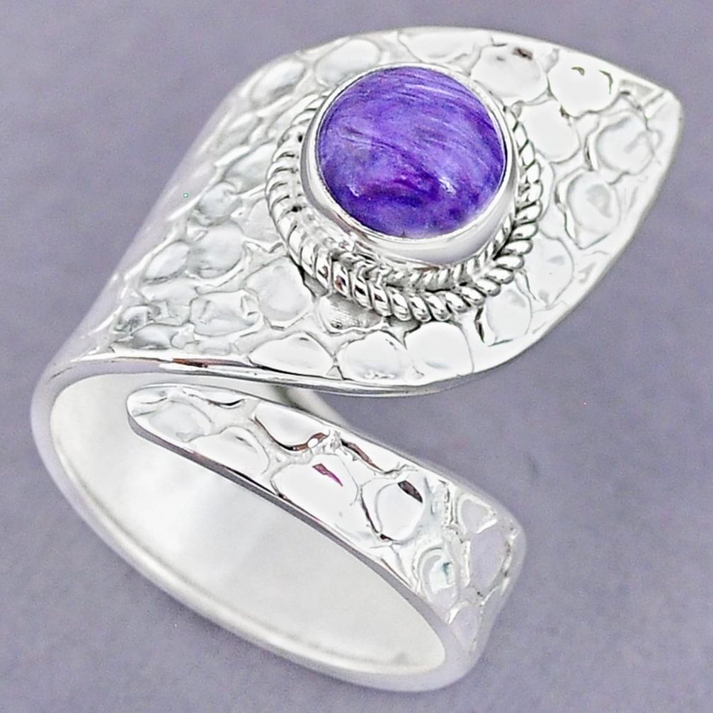 3.34cts purple charoite (siberian) 925 silver adjustable ring size 7 r90607