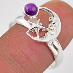 0.42cts purple copper turquoise 925 silver crescent moon star ring size 8 t89372