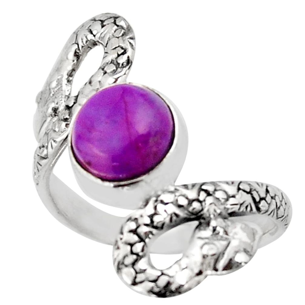 2.98cts purple copper turquoise 925 silver snake solitaire ring size 7.5 d46272