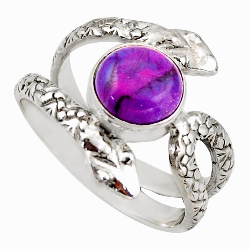 3.42cts purple copper turquoise 925 silver snake solitaire ring size 7.5 d46293