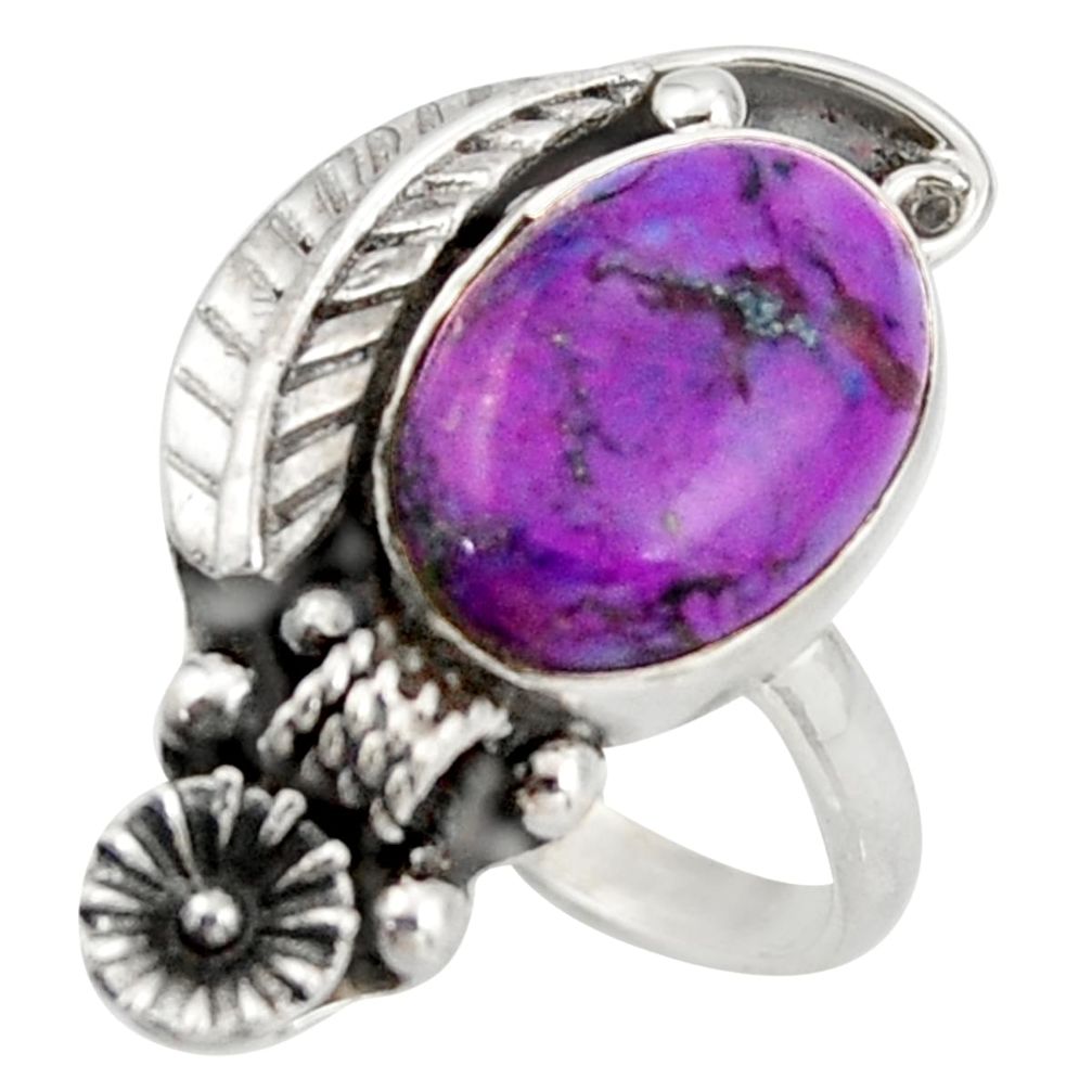 5.97cts purple copper turquoise 925 silver solitaire ring size 6.5 d46152