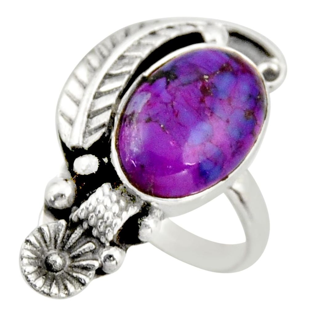5.28cts purple copper turquoise 925 silver solitaire ring size 7.5 d46174