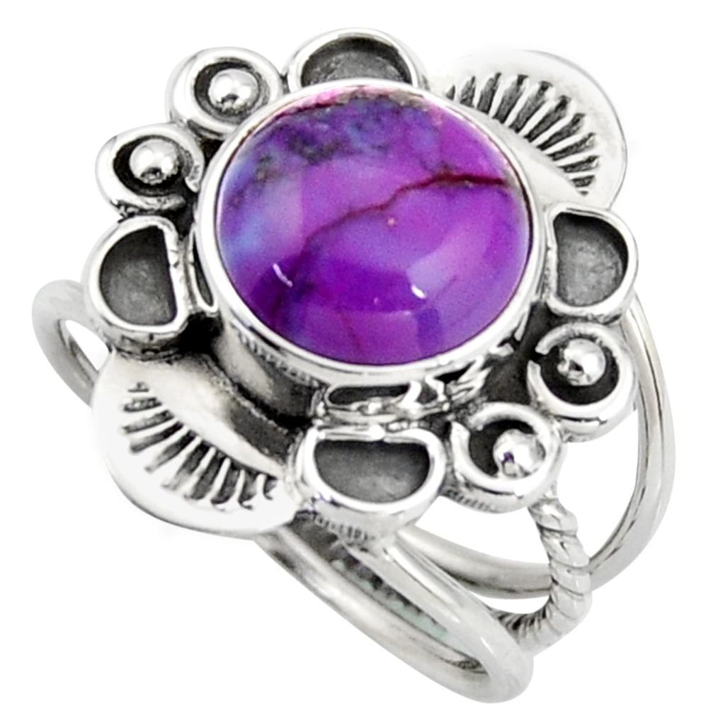 4.92cts purple copper turquoise 925 silver solitaire ring size 6.5 d46485