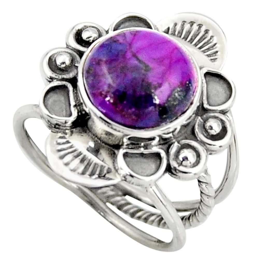 4.93cts purple copper turquoise 925 silver solitaire ring jewelry size 6 d46483