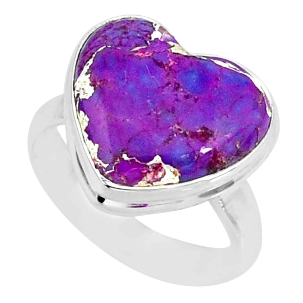 7.97cts purple copper turquoise 925 silver solitaire ring jewelry size 6 r84685