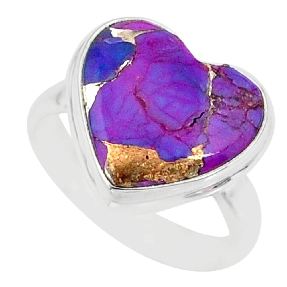 7.97cts purple copper turquoise 925 silver solitaire ring jewelry size 7 r84707