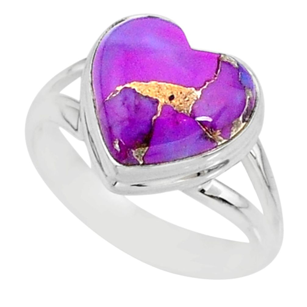 5.63cts purple copper turquoise 925 silver solitaire ring jewelry size 7 r84732