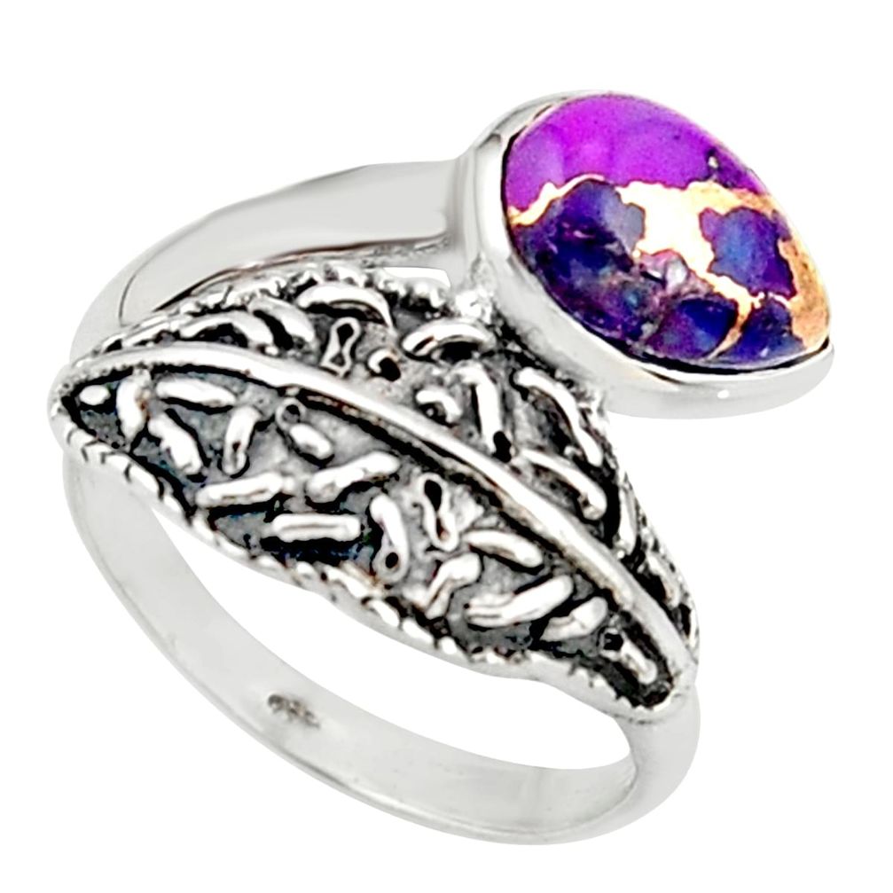 2.44cts purple copper turquoise 925 silver solitaire ring jewelry size 8 r36915