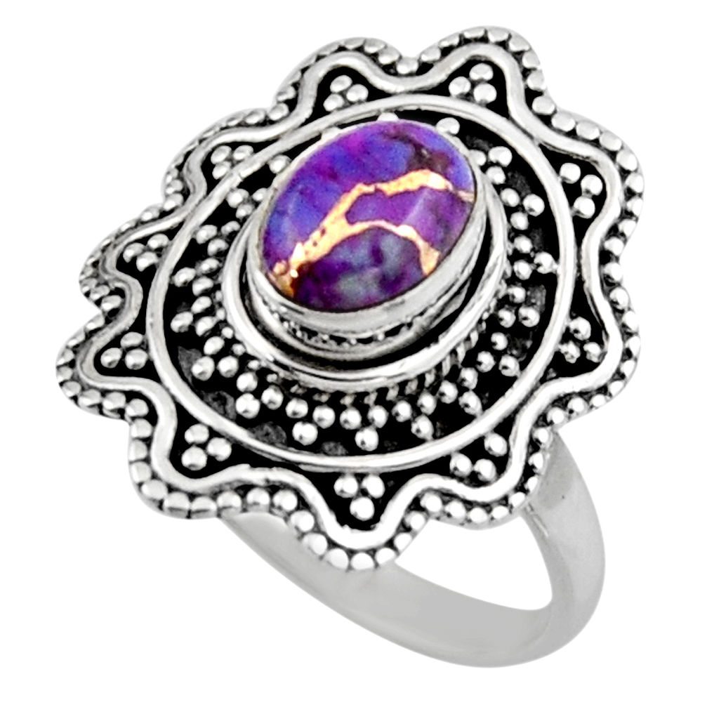 2.02cts purple copper turquoise 925 silver solitaire ring jewelry size 8 r54351