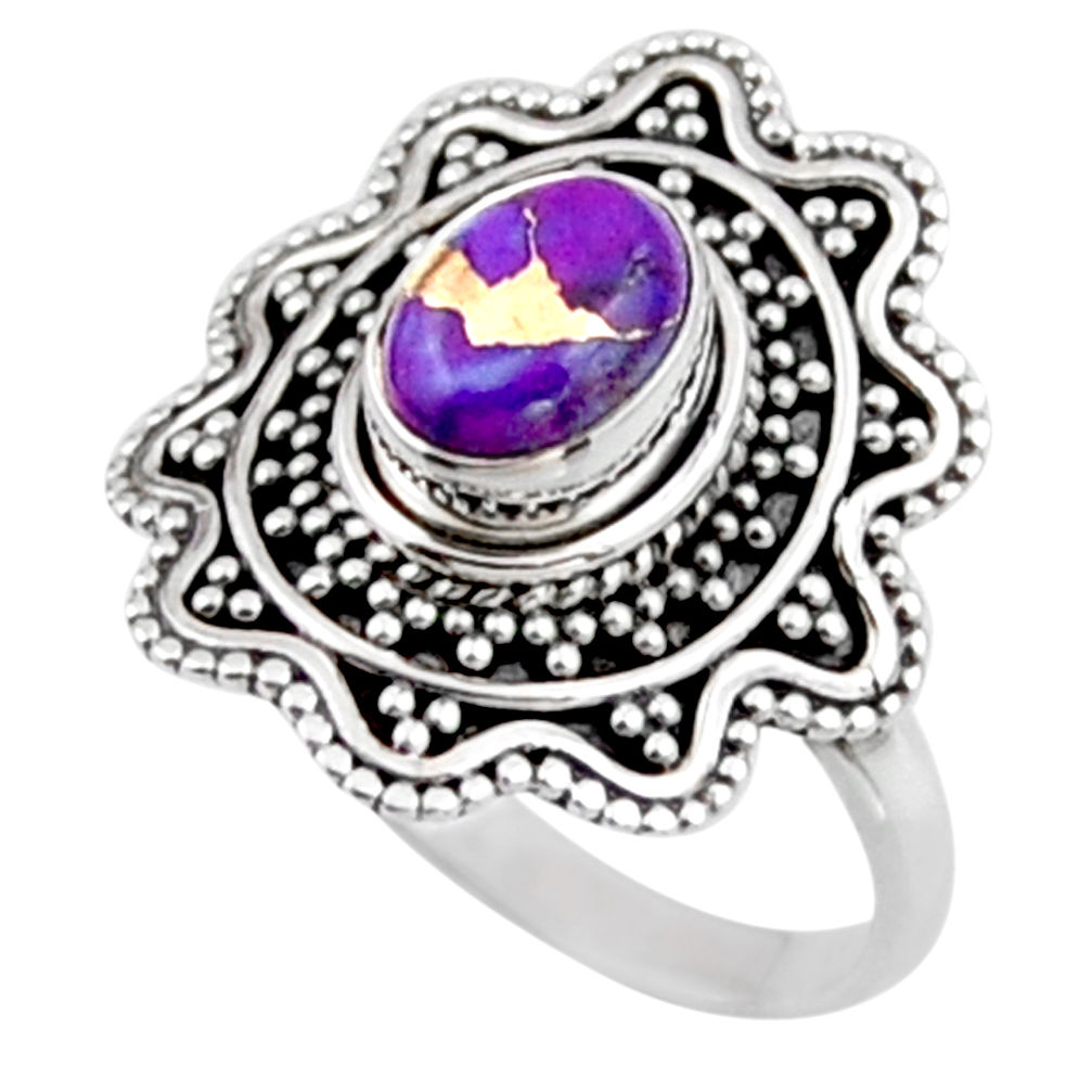 2.09cts purple copper turquoise 925 silver solitaire ring jewelry size 8 r54388