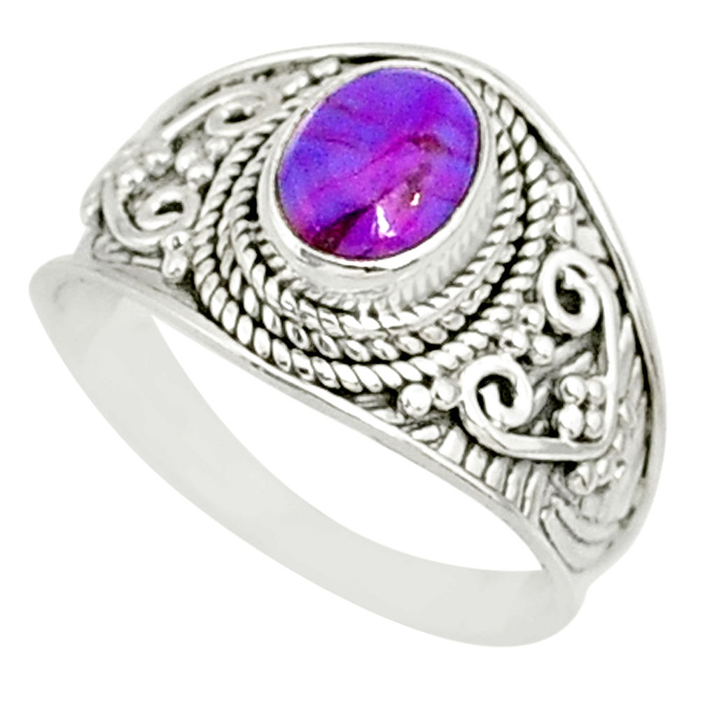 2.01cts purple copper turquoise 925 silver solitaire handmade ring size 8 r81514