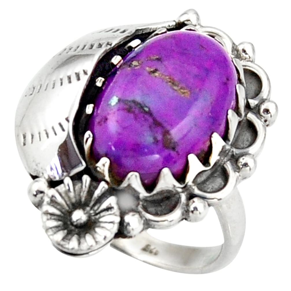 6.18cts purple copper turquoise 925 silver solitaire ring jewelry size 9 d46153
