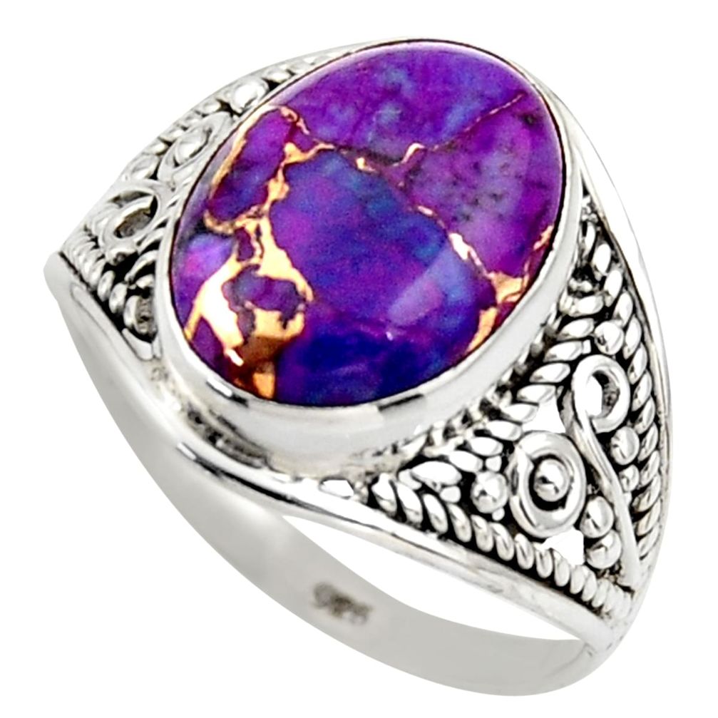 5.75cts purple copper turquoise 925 silver solitaire ring jewelry size 9 r35328
