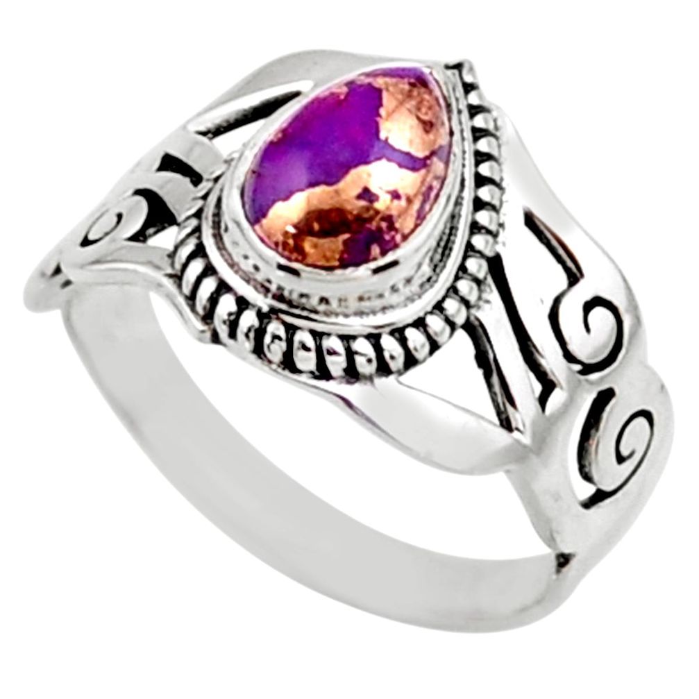 2.34cts purple copper turquoise 925 silver solitaire ring jewelry size 9 r54650