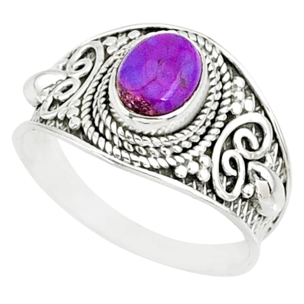 1.94cts purple copper turquoise 925 silver solitaire handmade ring size 9 r81516
