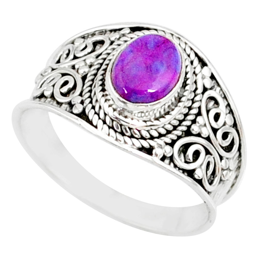 1.79cts purple copper turquoise 925 silver solitaire handmade ring size 9 r81535