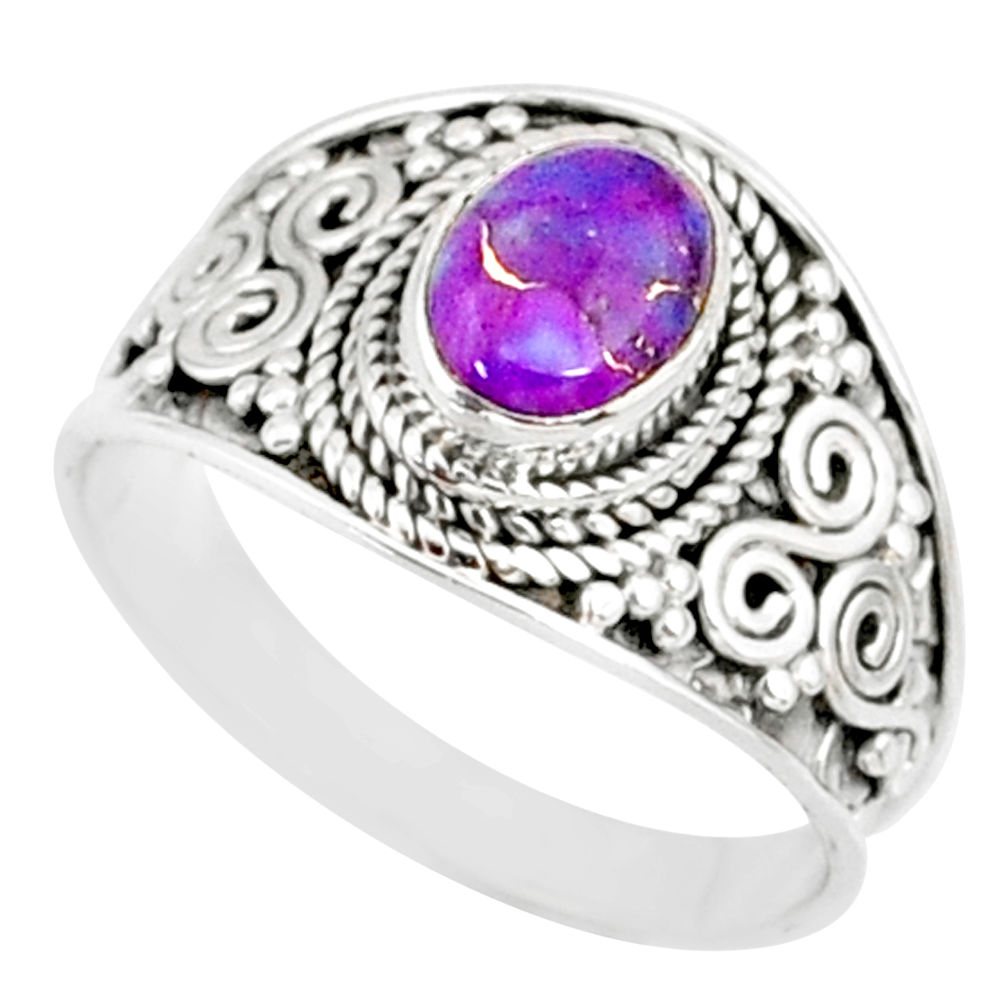 1.84cts purple copper turquoise 925 silver solitaire handmade ring size 9 r81537