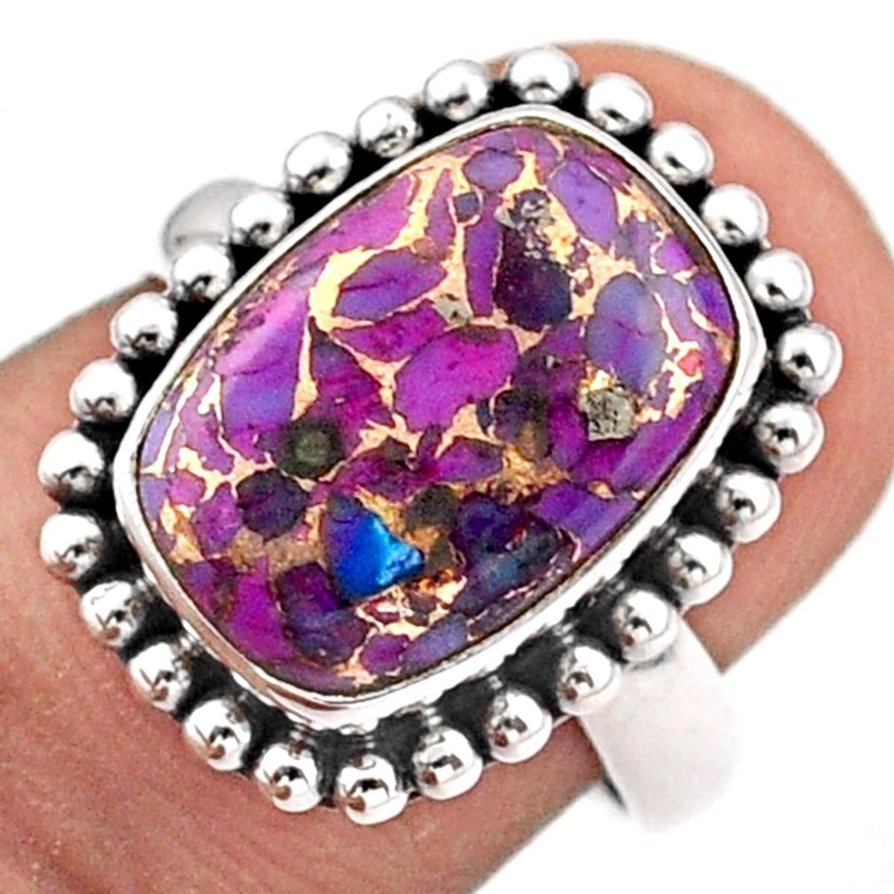 6.03cts purple copper turquoise 925 silver solitaire ring jewelry size 6.5 u4393
