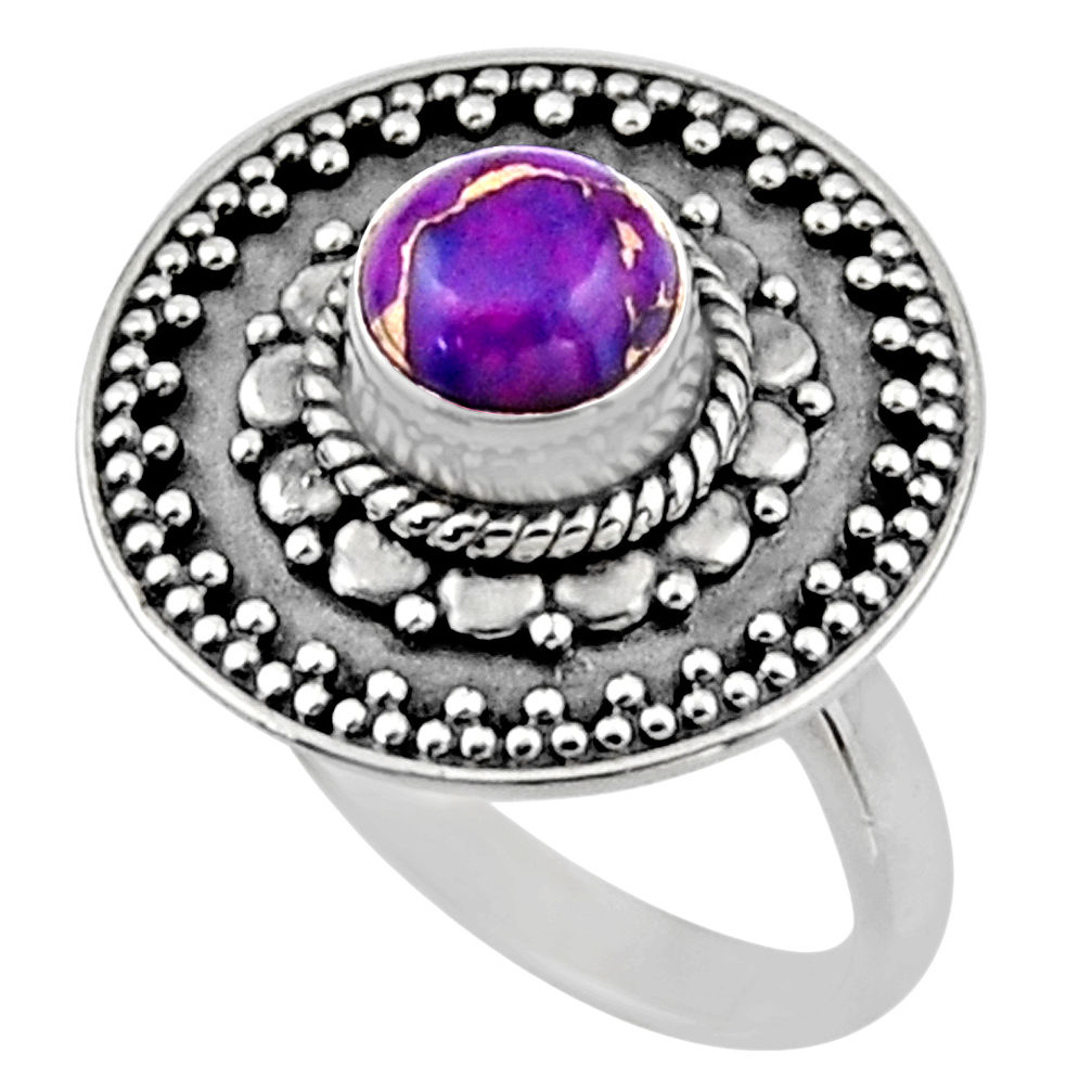 1.17cts purple copper turquoise 925 silver solitaire ring size 6.5 r54361