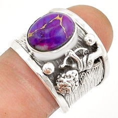 4.66cts purple copper turquoise 925 sterling silver angel ring size 8.5 u88018