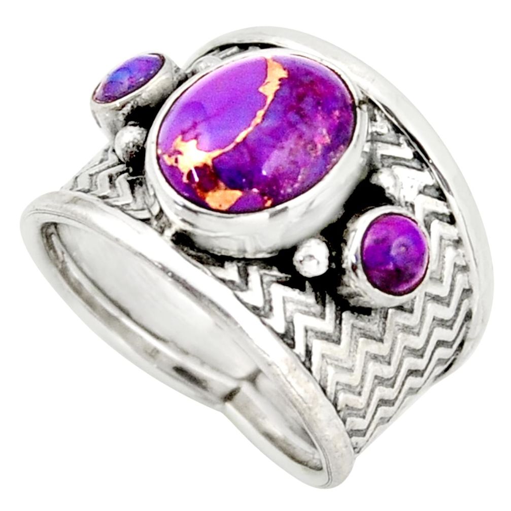 6.76cts purple copper turquoise 925 sterling silver ring jewelry size 8 d45889