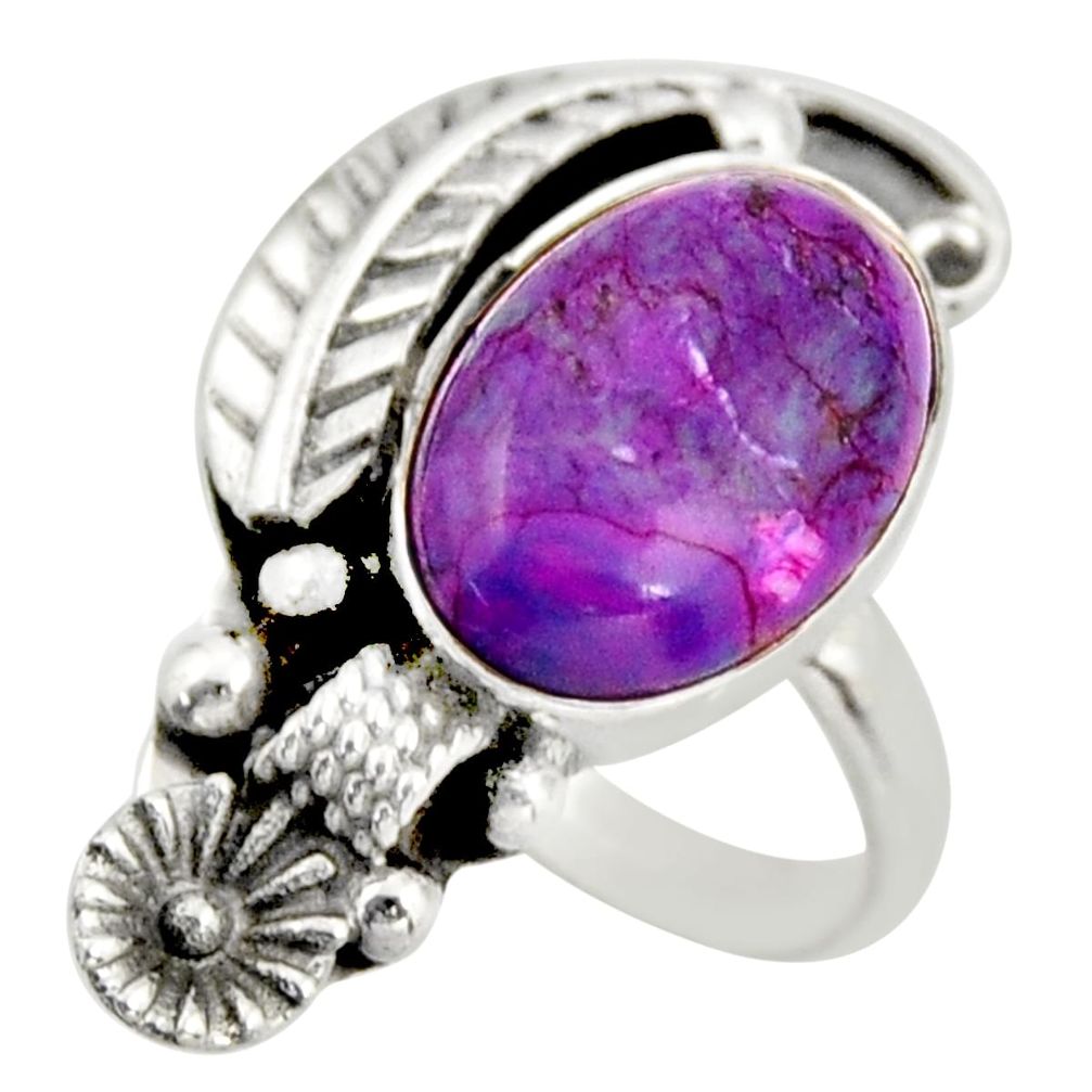 6.08cts purple copper turquoise silver solitaire ring jewelry size 8.5 d46167