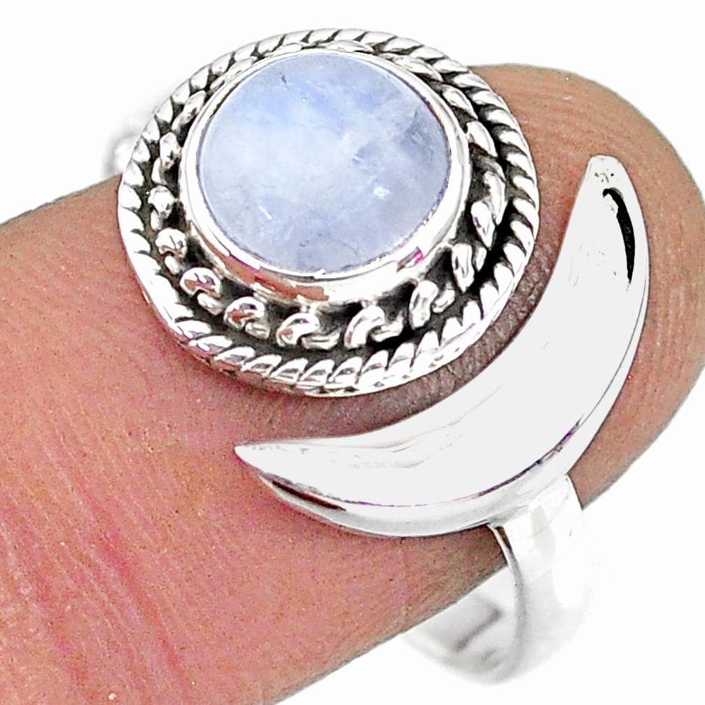 2.82cts rainbow moonstone raw 925 silver moon ring size 10.5 r89752